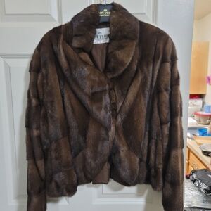 AUTHENTIC EUROPEAN MINK Elegant Large Luxury Dark Brown Teddy Mink Coat Jacket
